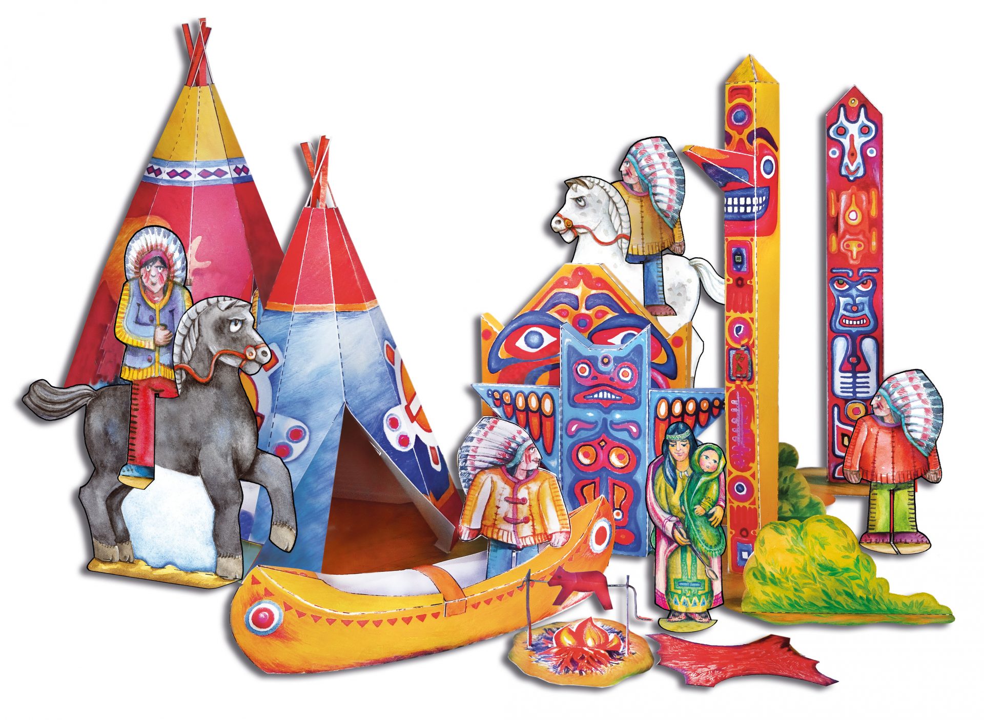 Indianer Bastelbogen Totems Tipi Büffeljagt May Basteln Kinder Indianerdorf