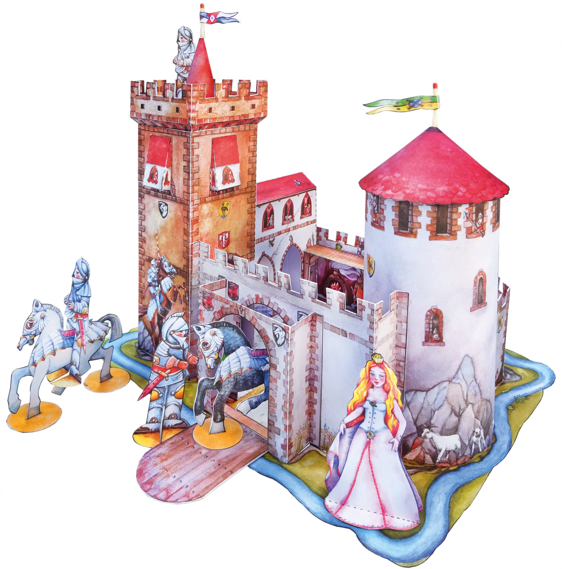 Ritterburg Bastelbogen für Ritter Kinder Feinmotorik Mittelalter Burg Modellbau Kurt Völtzke