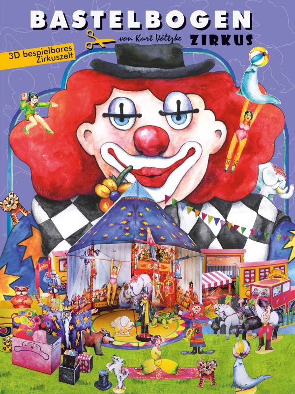Zirkus Bastelbogen Ausschneidebogen Modellbau für Kinder Papertoys Zirkuszelt mit Manege