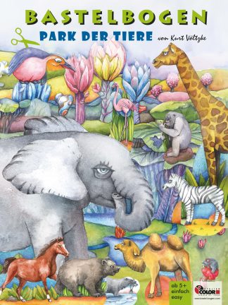 Park der Tiere Bastelbogen für Kinder zum Basteln mit Papier ab 5 Jahre