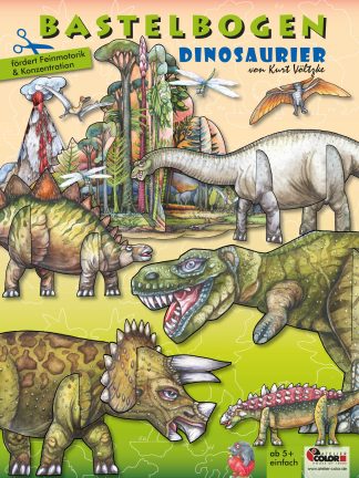 Bastelbogen Papierspielzeug Dinosaurier zum Basteln mit Papier für Kinder