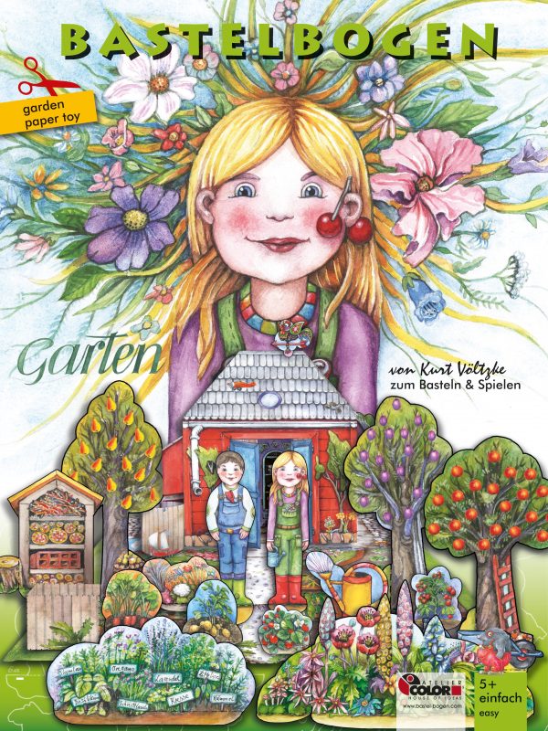 Garten Bastelbogen für Kinder zum Basteln aus Papier